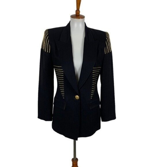 J Harris Navy Blazer XS Womens One Button Career Office Classic - Picture 1 of 8